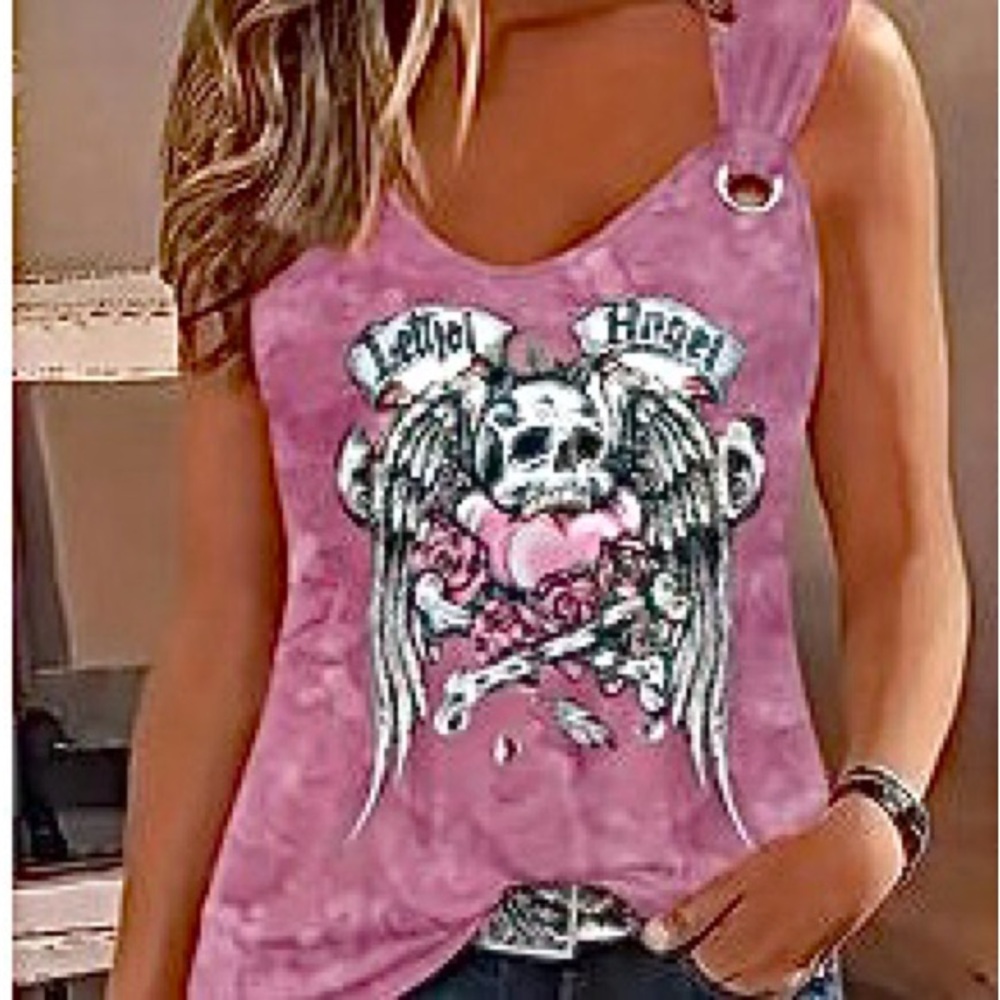 🆕Lethal Angel Dark Pink Graphic Women's Tank. Size L. NWT.